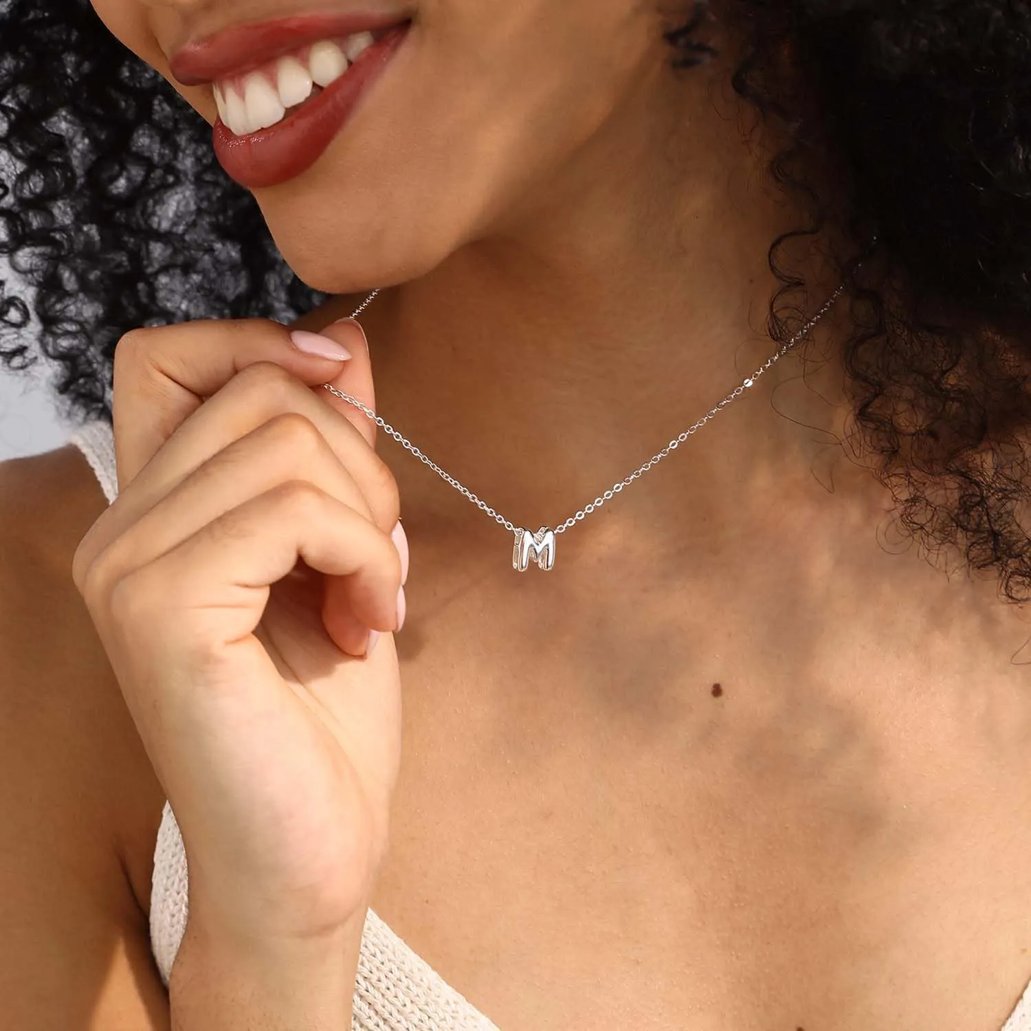 Initial Necklaces for Women Bubble Gold Silver Letter Necklace Dainty Personalized Charm Pendant Name Necklace Cute Non Tarnish Fashion Accessories Teen Gift Trendy Stuff Jewelry Gifts