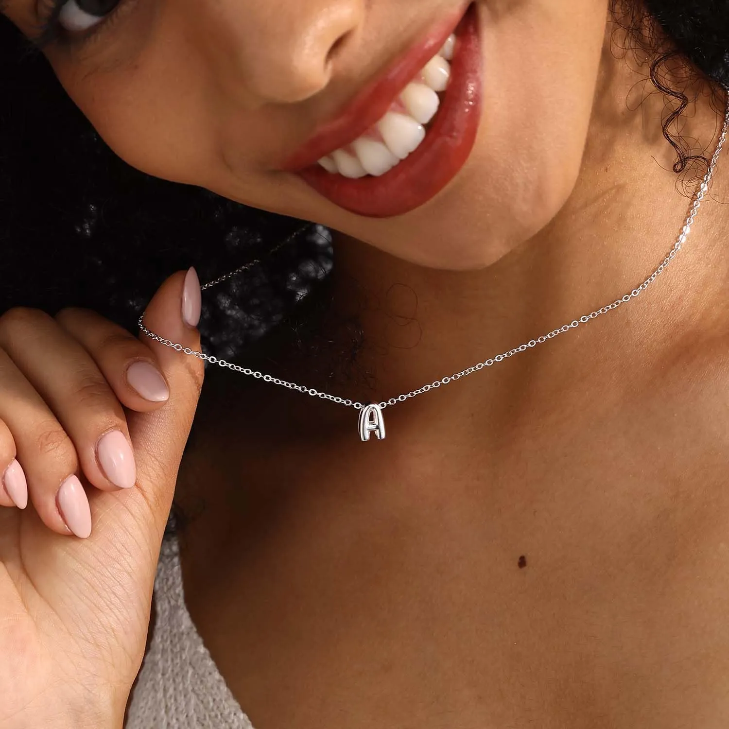Initial Necklaces for Women Bubble Gold Silver Letter Necklace Dainty Personalized Charm Pendant Name Necklace Cute Non Tarnish Fashion Accessories Teen Gift Trendy Stuff Jewelry Gifts
