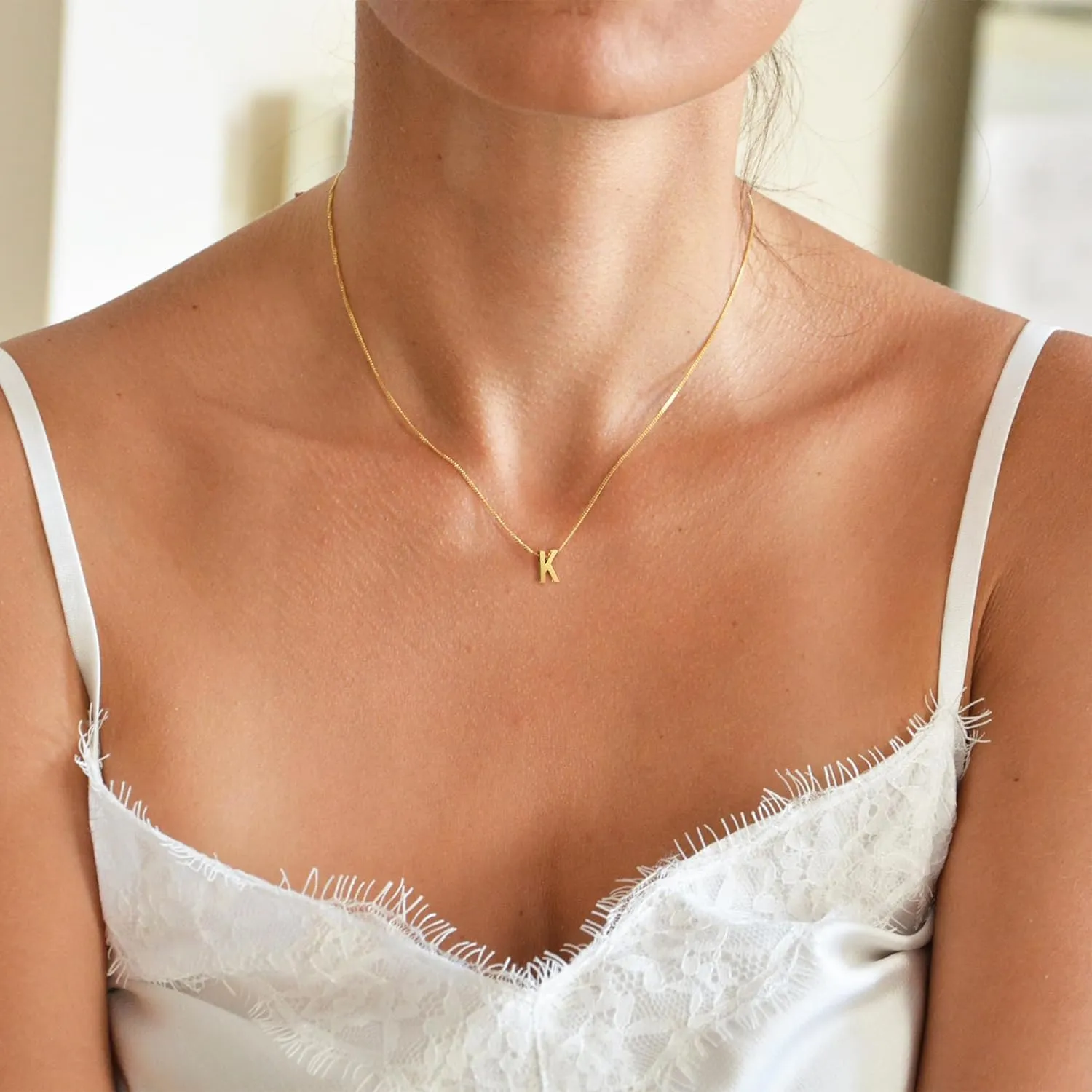 Initial Necklaces for Women - Dainty 18K Gold Plated Initial Necklace Tiny A-Z Pendant Name Necklace Trendy Letter Necklace Gold Jewelry for Women Gifts