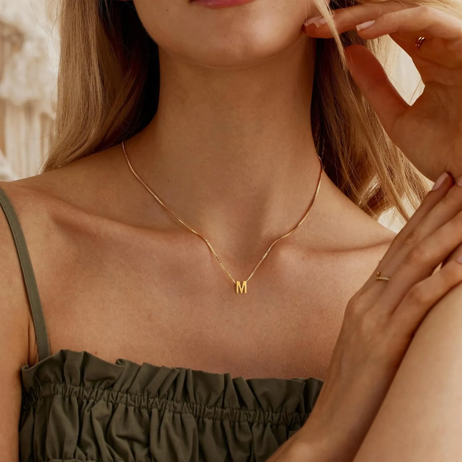 Initial Necklaces for Women - Dainty 18K Gold Plated Initial Necklace Tiny A-Z Pendant Name Necklace Trendy Letter Necklace Gold Jewelry for Women Gifts