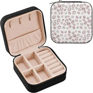 Jewelry Box Coffee Bean Travel Mini Jewelry Storage Box, Portable PU Leather Jewelry Organizer Case Necklace, Earrings, Rings, Bracelet Storage Holder for Girls Ladies Women Gift