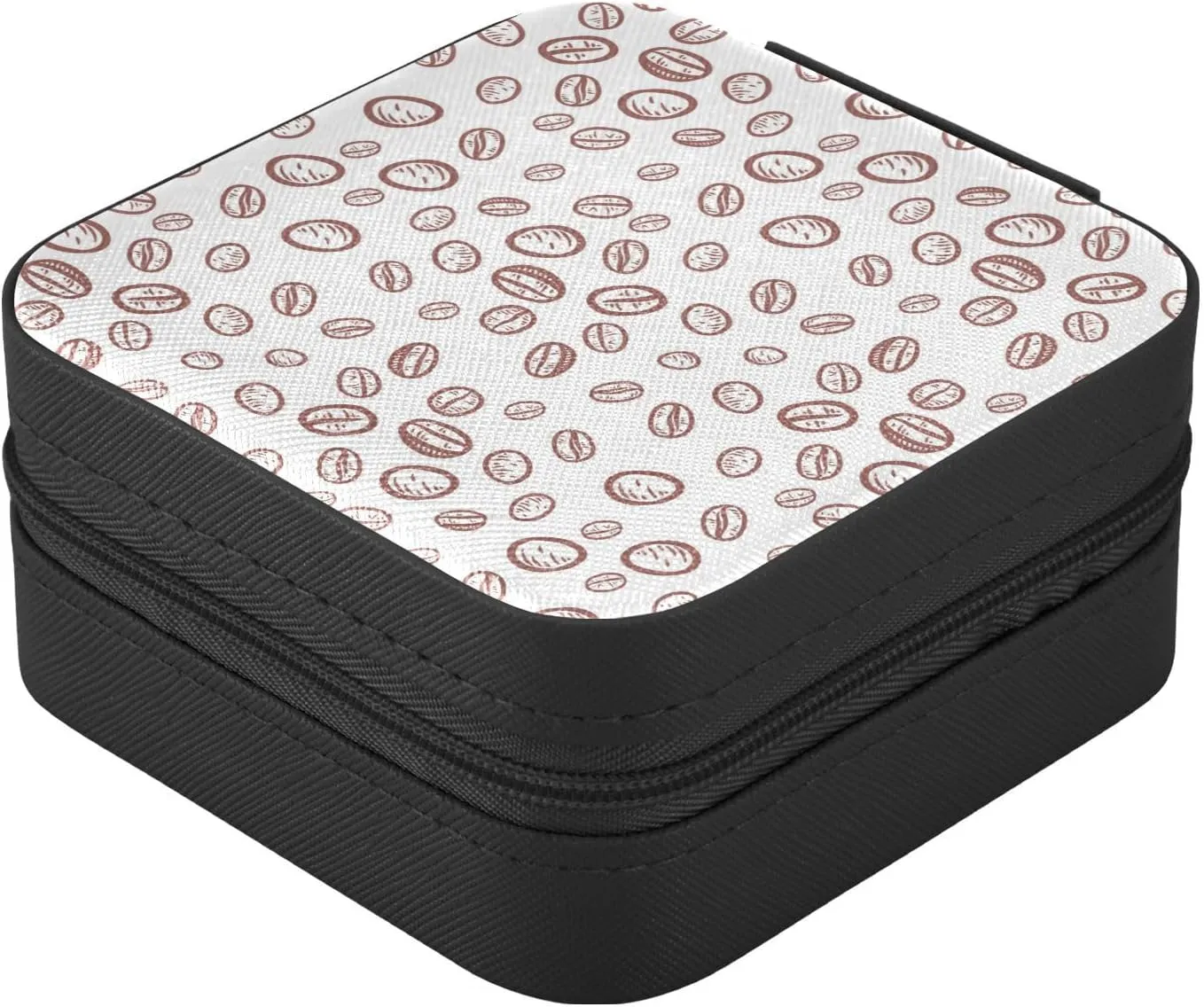 Jewelry Box Coffee Bean Travel Mini Jewelry Storage Box, Portable PU Leather Jewelry Organizer Case Necklace, Earrings, Rings, Bracelet Storage Holder for Girls Ladies Women Gift