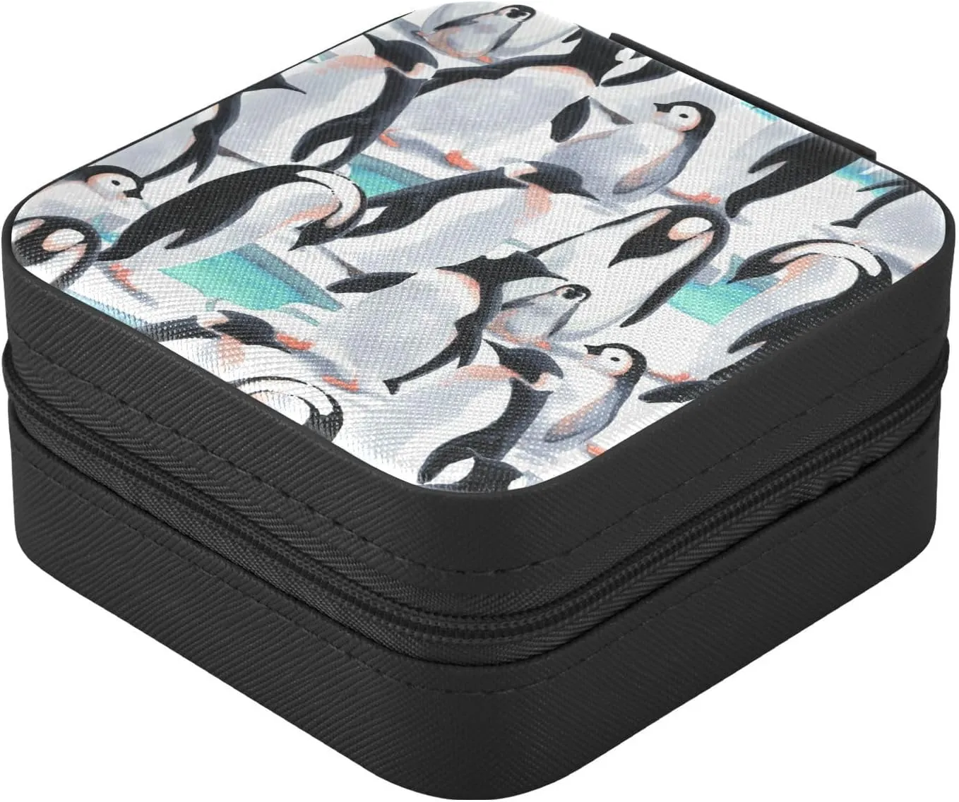 Jewelry Box Cute Penguin Travel Mini Jewelry Storage Box, Portable PU Leather Jewelry Organizer Case Necklace, Earrings, Rings, Bracelet Storage Holder for Girls Ladies Women Gift