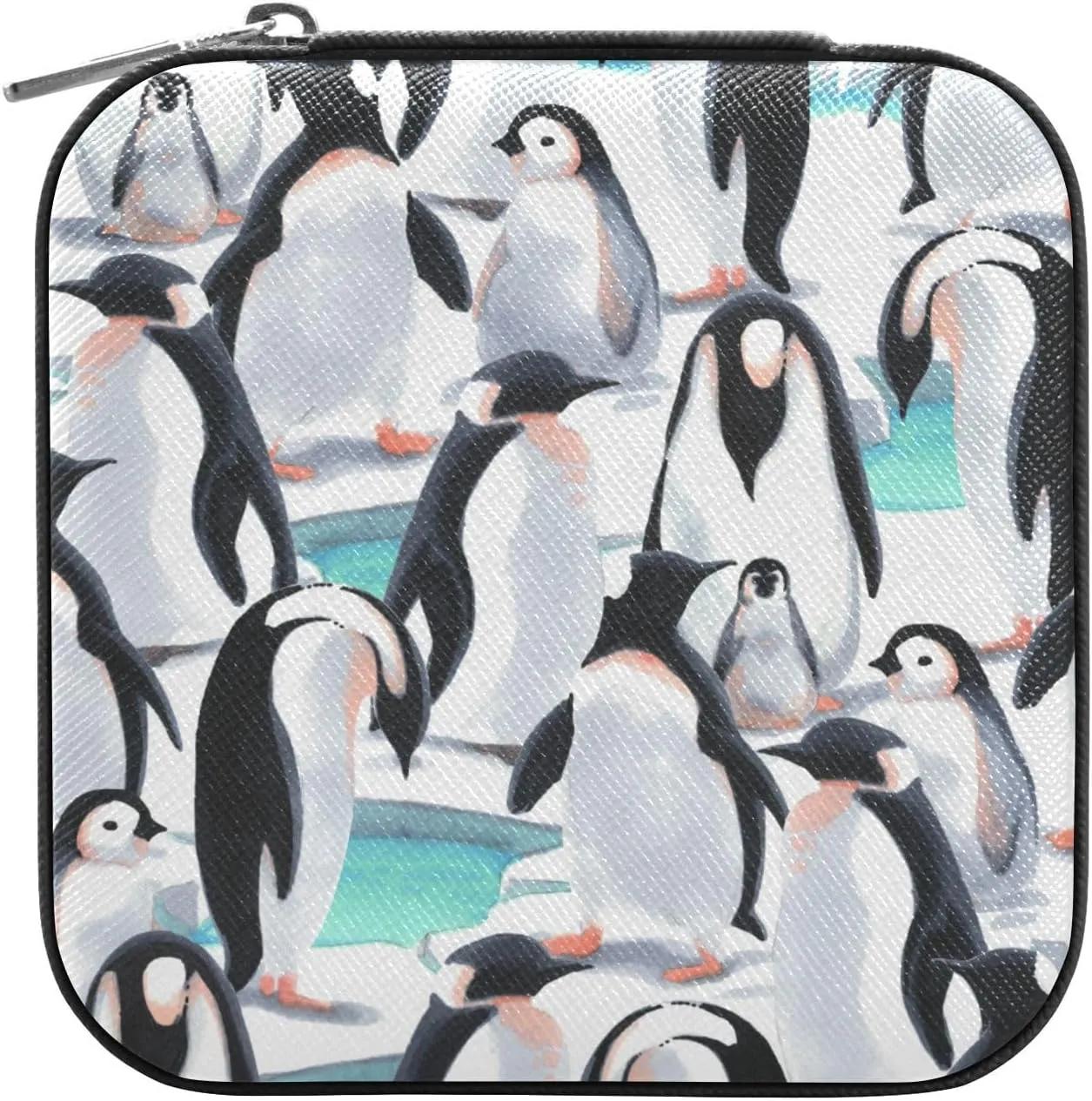 Jewelry Box Cute Penguin Travel Mini Jewelry Storage Box, Portable PU Leather Jewelry Organizer Case Necklace, Earrings, Rings, Bracelet Storage Holder for Girls Ladies Women Gift
