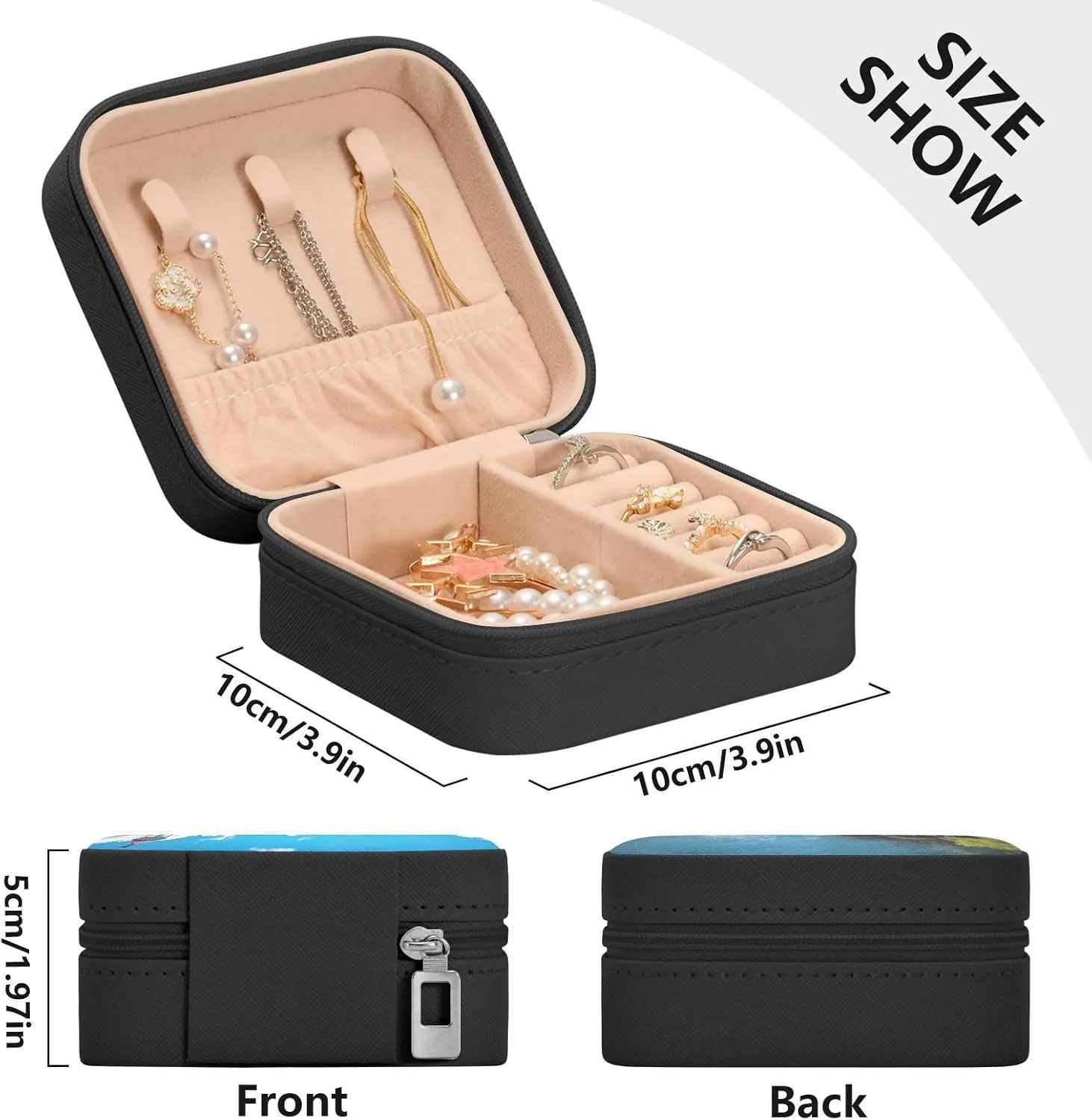 Jewelry Box Lighthouse Travel Mini Jewelry Storage Box, Portable PU Leather Jewelry Organizer Case Necklace, Earrings, Rings, Bracelet Storage Holder for Girls Ladies Women Gift