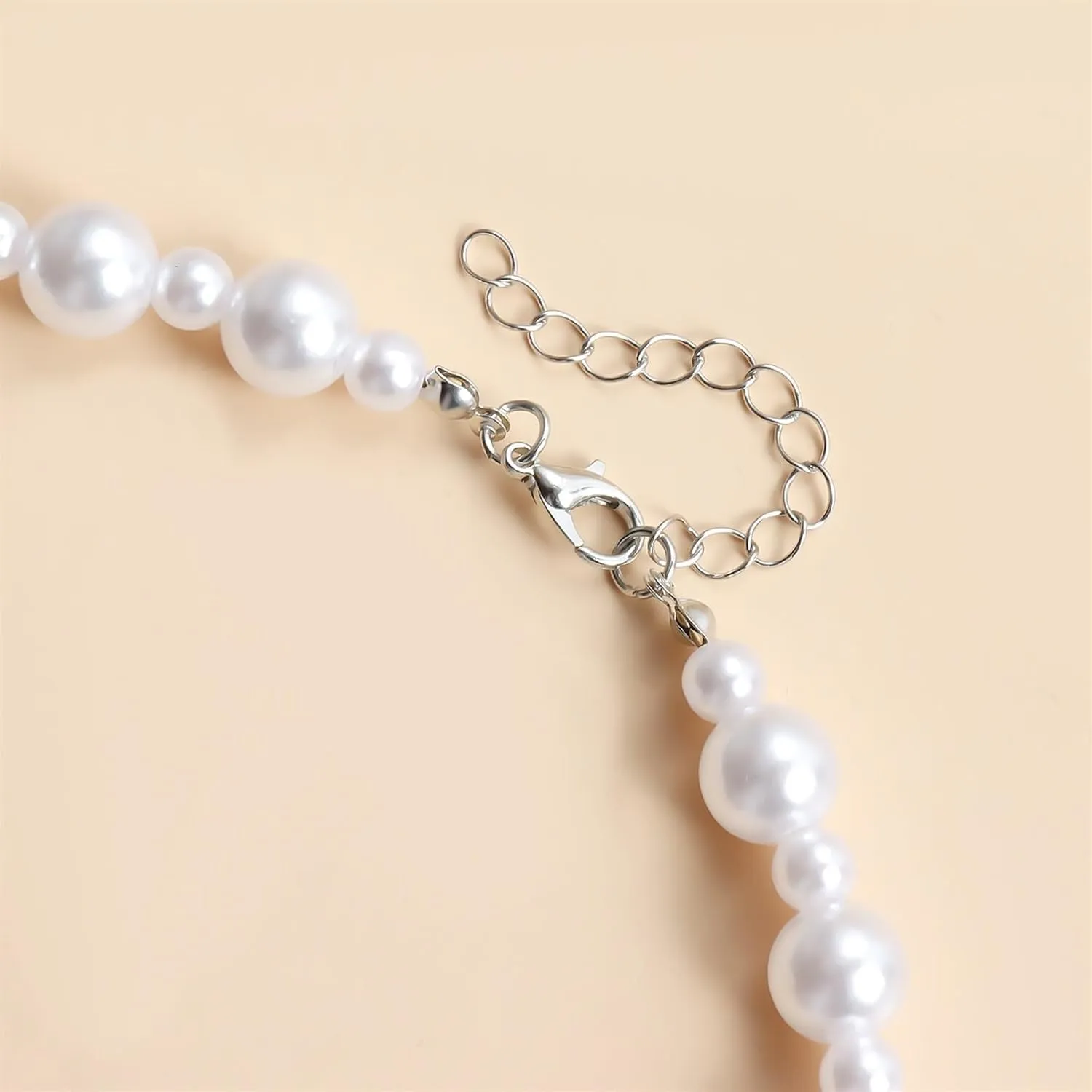 Jewelry Love Imitation Pearl Beaded Necklace Ribbon Bow Fashion Necklace