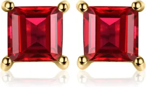 JewelryPalace Square 0.8ct Genuine Garnet Peridot Amethyst Citrine Topaz Created Ruby Sapphire Simulated Emerald Gemstone Stud Earrings Women, 14k Gold Plated 925 Sterling Silver Earring Jewelry Set