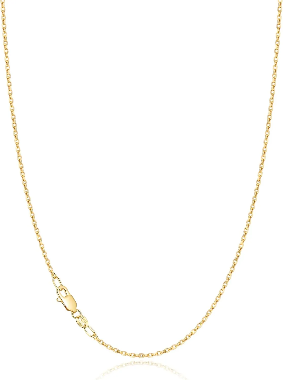 Jewlpire Solid 18k Gold Over 925 Sterling Silver Chain Necklace for Women, 1.2mm Cable Chain Necklace Thin & Dainty & Sturdy Women's Chain Necklaces 14/16/17/18/20/22/24 Inch
