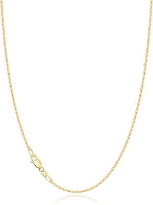 Jewlpire Solid 18k Gold Over 925 Sterling Silver Chain Necklace for Women, 1.2mm Cable Chain Necklace Thin & Dainty & Sturdy Women's Chain Necklaces 14/16/17/18/20/22/24 Inch