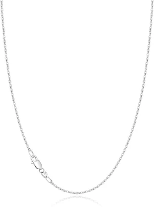 Jewlpire Solid 18k Gold Over 925 Sterling Silver Chain Necklace for Women, 1.2mm Cable Chain Necklace Thin & Dainty & Sturdy Women's Chain Necklaces 14/16/17/18/20/22/24 Inch