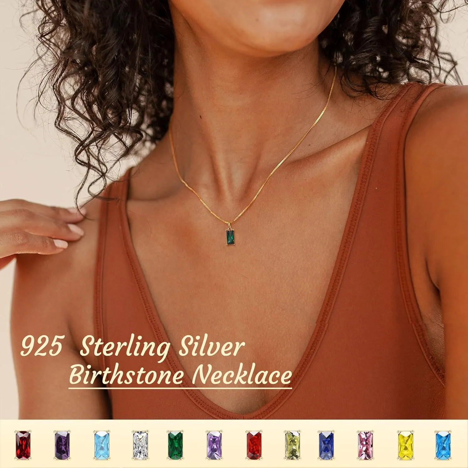 JSJOY 925 Sterling Silver Necklace 12 Birthstone Necklace Dainty Gold Necklace Womens Choker Necklaces for Teen Girls Birthday Gifts for Women