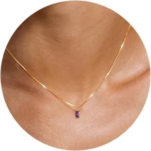 JSJOY 925 Sterling Silver Necklace 12 Birthstone Necklace Dainty Gold Necklace Womens Choker Necklaces for Teen Girls Birthday Gifts for Women