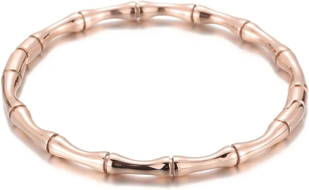 Jude Jewelers Stainless Steel Bamboo Style Classic Plain Open Clasp Bangle Bracelet