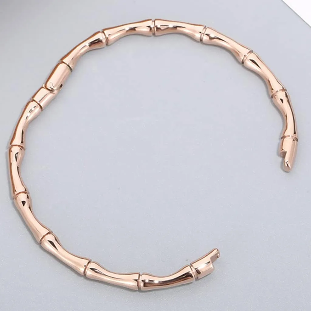 Jude Jewelers Stainless Steel Bamboo Style Classic Plain Open Clasp Bangle Bracelet