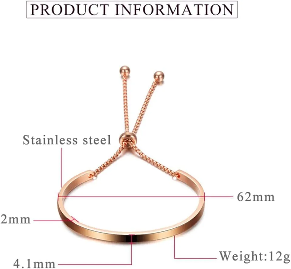 Jude Jewelers Stainless Steel Classic Plain Adjustable Size Cuff Style Bangle Bracelet