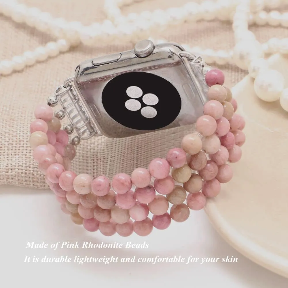 KAI Top Beaded Bracelet Compatible with iWatch Band 38mm 40mm 41mm 42mm 44mm 45mm 46mm 49mm Women, Stone Beaded Elastic Stretch Replacement Strap for Apple Watch Ultra SE Series 10 9 8 7 6 5 4 3 2 1