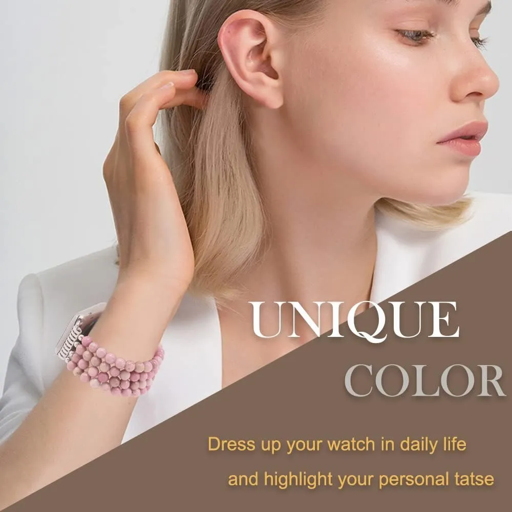 KAI Top Beaded Bracelet Compatible with iWatch Band 38mm 40mm 41mm 42mm 44mm 45mm 46mm 49mm Women, Stone Beaded Elastic Stretch Replacement Strap for Apple Watch Ultra SE Series 10 9 8 7 6 5 4 3 2 1