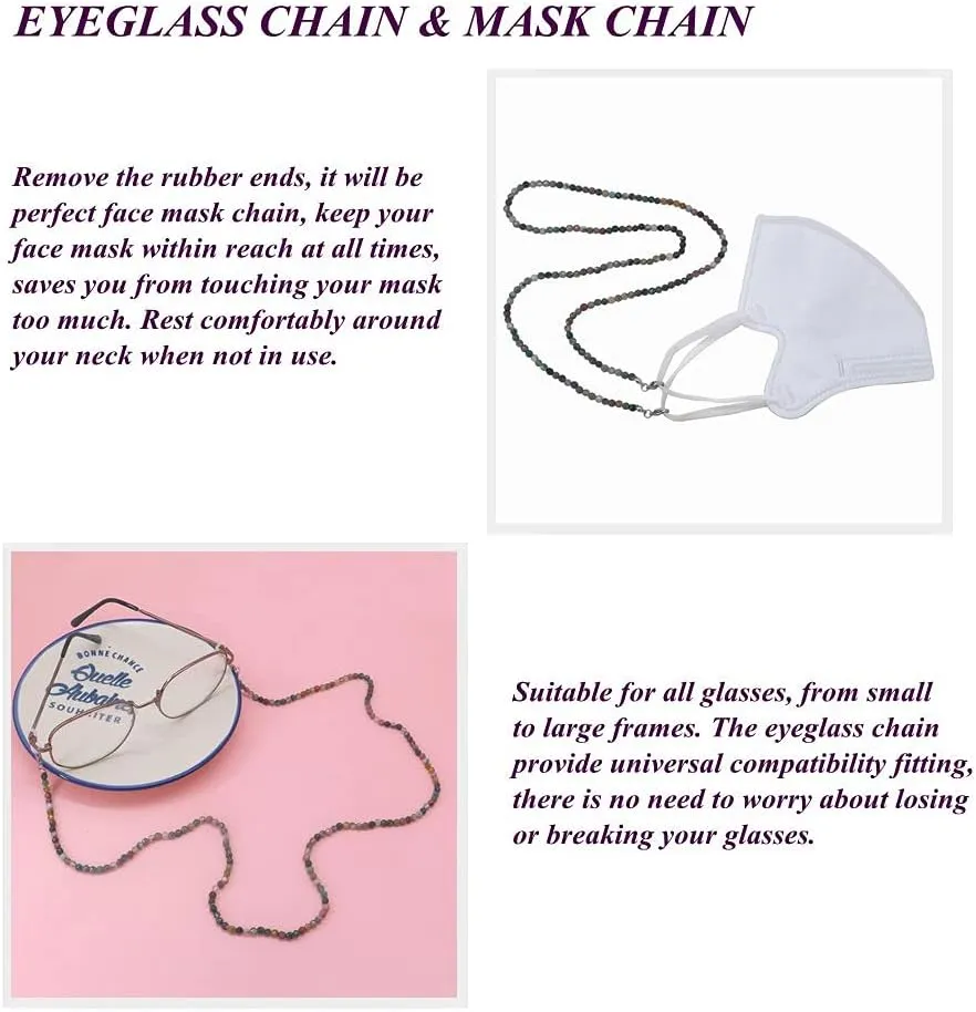 KAI Top Eyeglasses Fashion Beaded Face Mask Holder Lanyard for Women