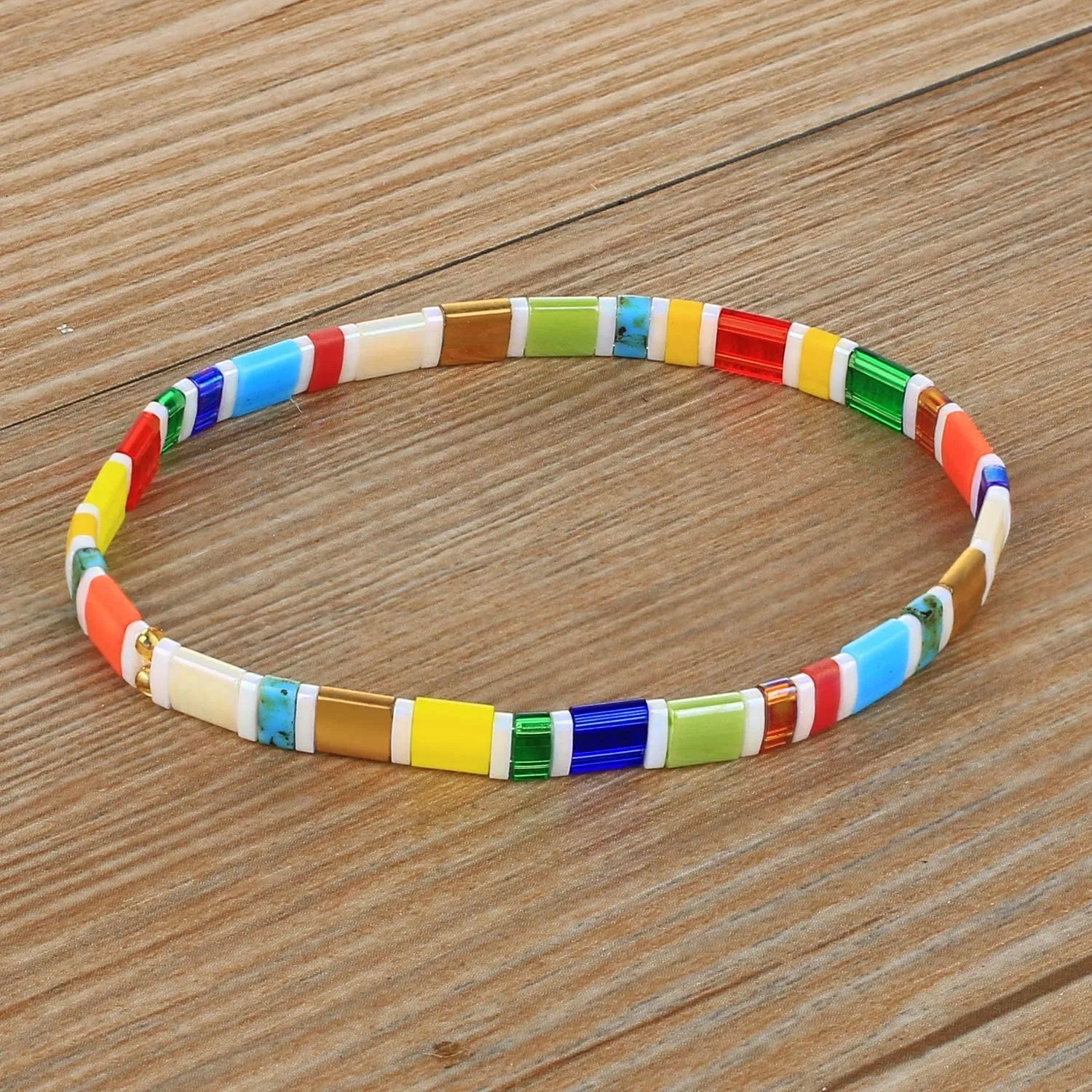 KELITCH Women Tila Beads Charm Bracelet Stretch Bracelets Candy Colors Wrap Friendship Bracelets