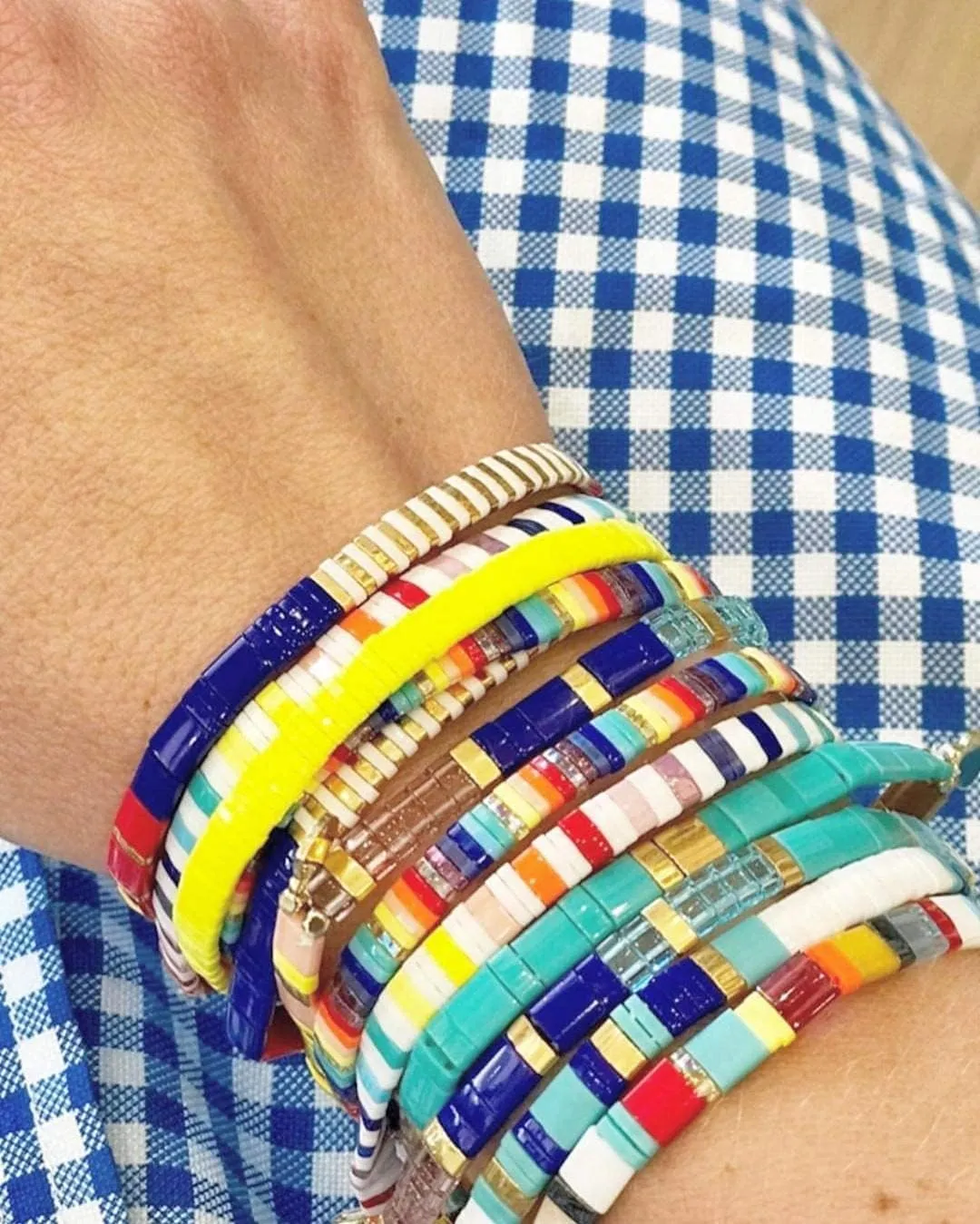 KELITCH Women Tila Beads Charm Bracelet Stretch Bracelets Candy Colors Wrap Friendship Bracelets