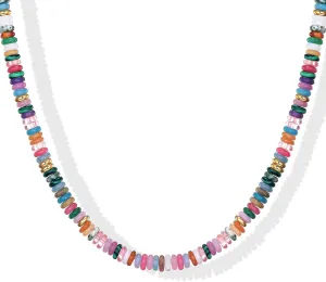 KesaPlan Natural Stone Beaded Choker Necklace for Women, Handmade Gemstone Puka Shell Summer Beach 14K Gold Necklace Jewelry