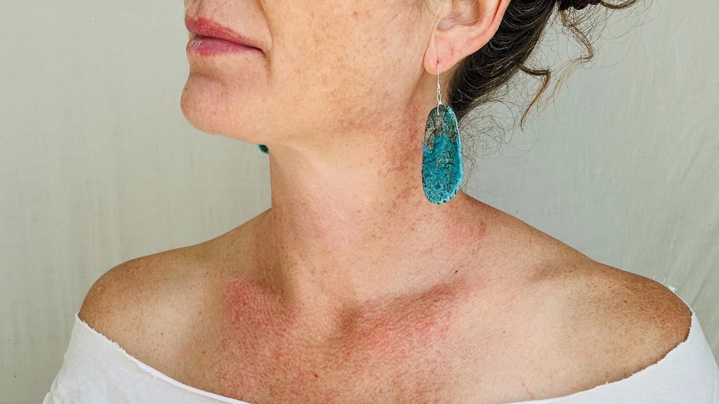 Kewa Pueblo Slab Earrings. Natural Turquoise Jewelry. Handmade Native American Earrings. 4033