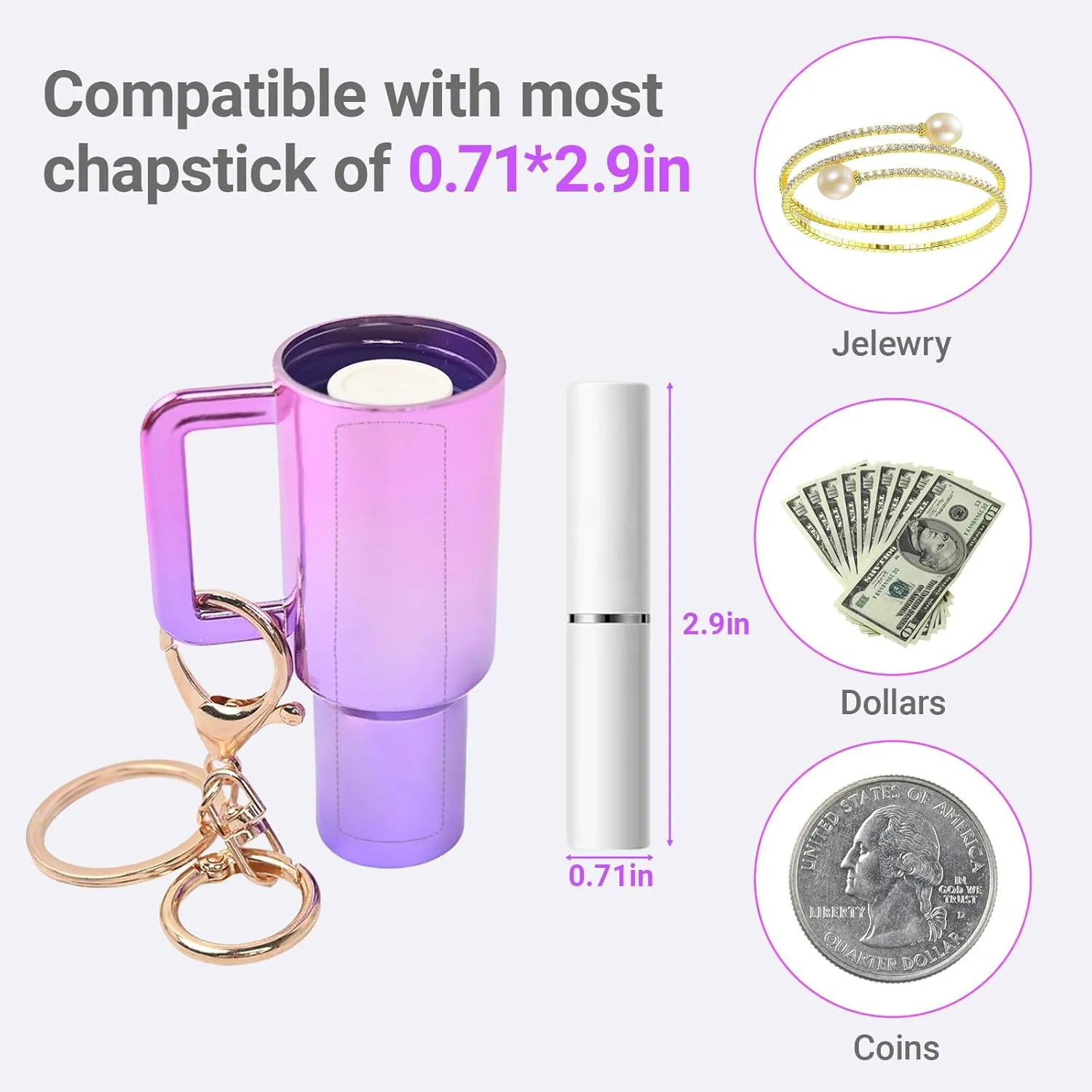 Keychain Charms,4PCS Gradient Fashion Mini Tumbler Keychain,Stanley Cup Key Chain,Women Girls Bulk Gifts Party Favors