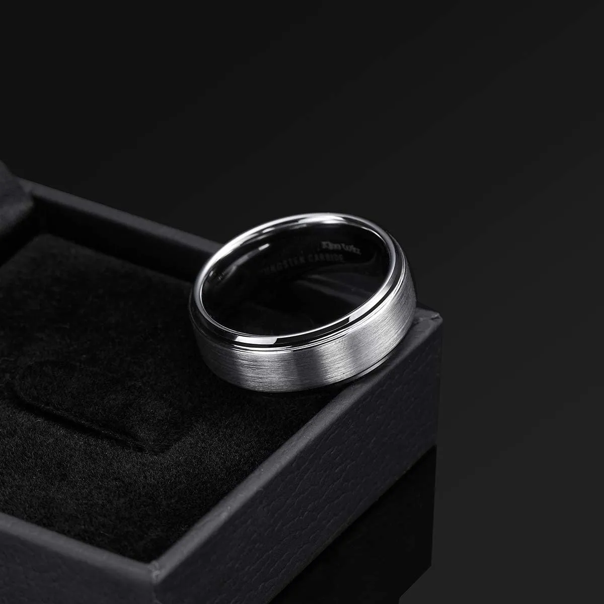 King Will 6mm 8mm 10mm Custom Engraved Tungsten Carbide Ring for Men Women Mens Personalized Wedding Band Silver Black Gold Beveled Edge Matte Brushed Finish Tungsten Ring
