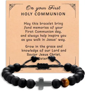 Korotho First Communion Confirmation Baptism Gifts for Girls Boys, Cross Bracelets for Her Him Christian Religious Gift Christening Communion Jewelry Favor for Goddaughter Daughter Son