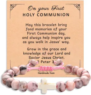 Korotho First Communion Confirmation Baptism Gifts for Girls Boys, Cross Bracelets for Her Him Christian Religious Gift Christening Communion Jewelry Favor for Goddaughter Daughter Son