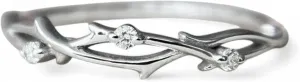 Lab Grown Round Shape Diamond Promise Band Solid 10k White Gold Twisted Vine Inspired Diamond Wedding Band Women Anniversary Birthay Stacking Fine Jewelry Mother's Day Gift