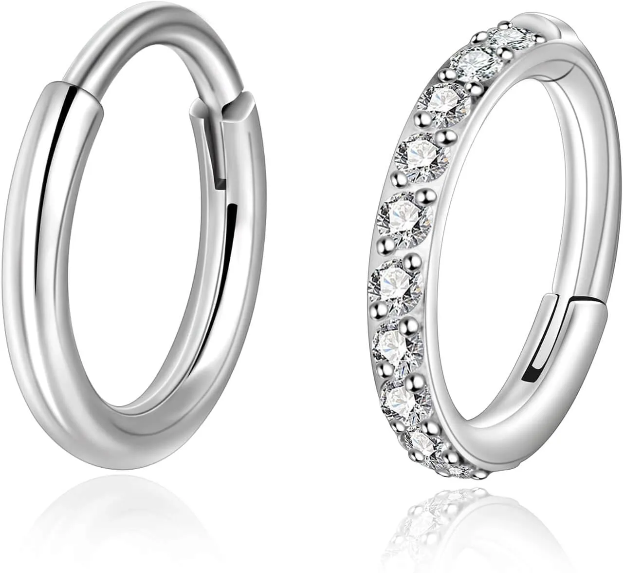 Lantine Cz Nose Rings Hoops G23 Titanium Threadless Nose Stud Cartilage Daith Forward Helix Piercing Jewelry Set 2nd 3rd Lobe Hoop Earrings