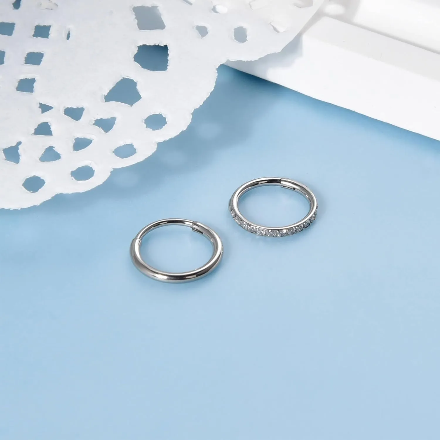 Lantine Cz Nose Rings Hoops G23 Titanium Threadless Nose Stud Cartilage Daith Forward Helix Piercing Jewelry Set 2nd 3rd Lobe Hoop Earrings