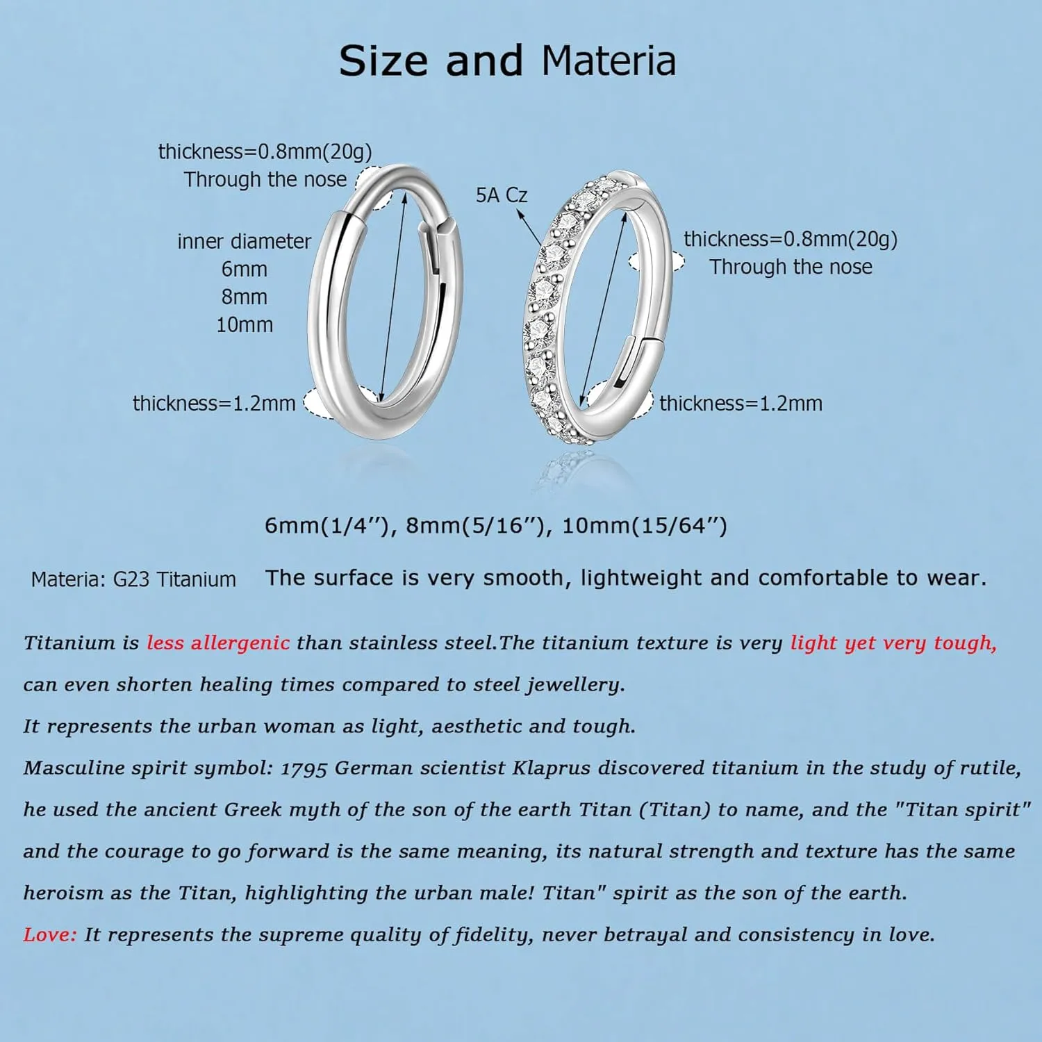 Lantine Cz Nose Rings Hoops G23 Titanium Threadless Nose Stud Cartilage Daith Forward Helix Piercing Jewelry Set 2nd 3rd Lobe Hoop Earrings
