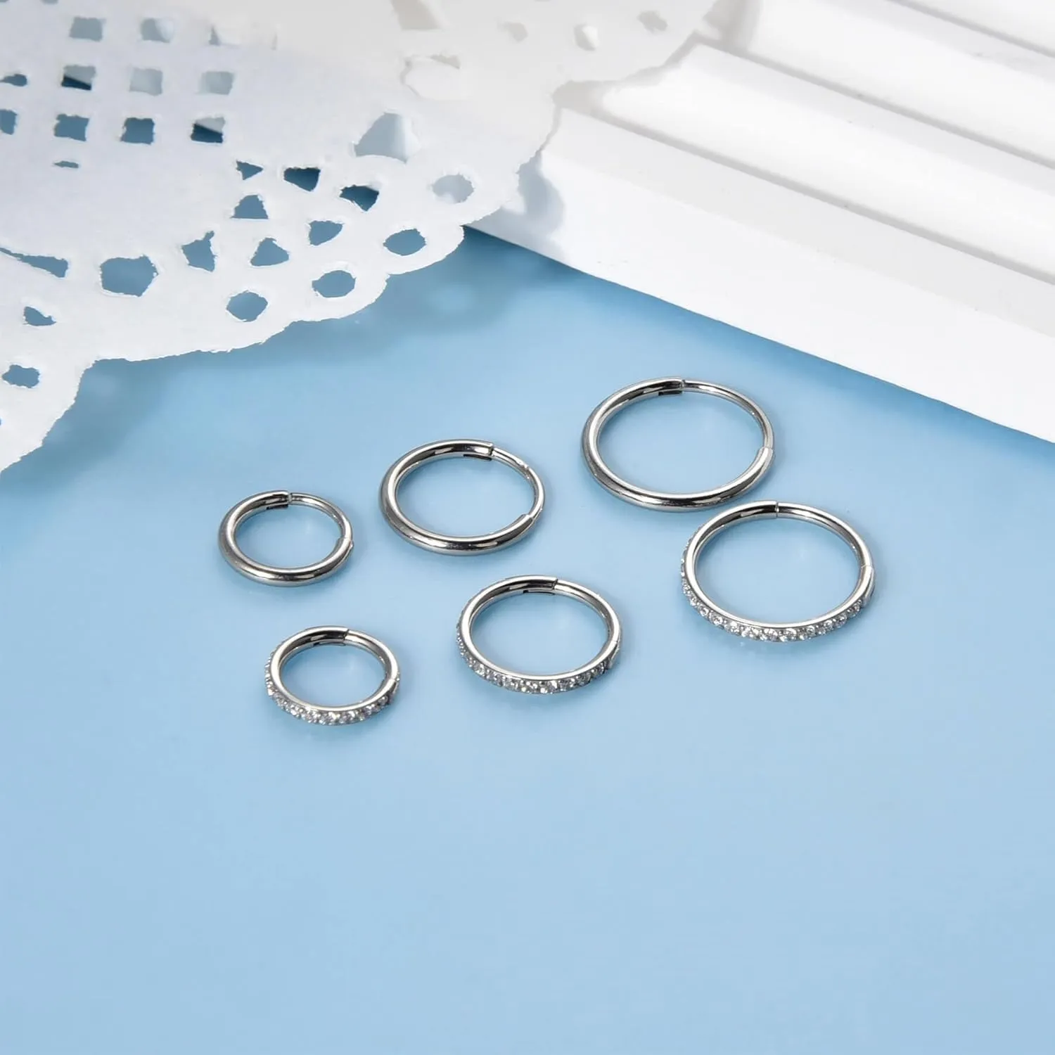 Lantine Cz Nose Rings Hoops G23 Titanium Threadless Nose Stud Cartilage Daith Forward Helix Piercing Jewelry Set 2nd 3rd Lobe Hoop Earrings