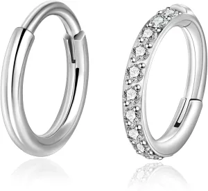 Lantine Cz Nose Rings Hoops G23 Titanium Threadless Nose Stud Cartilage Daith Forward Helix Piercing Jewelry Set 2nd 3rd Lobe Hoop Earrings