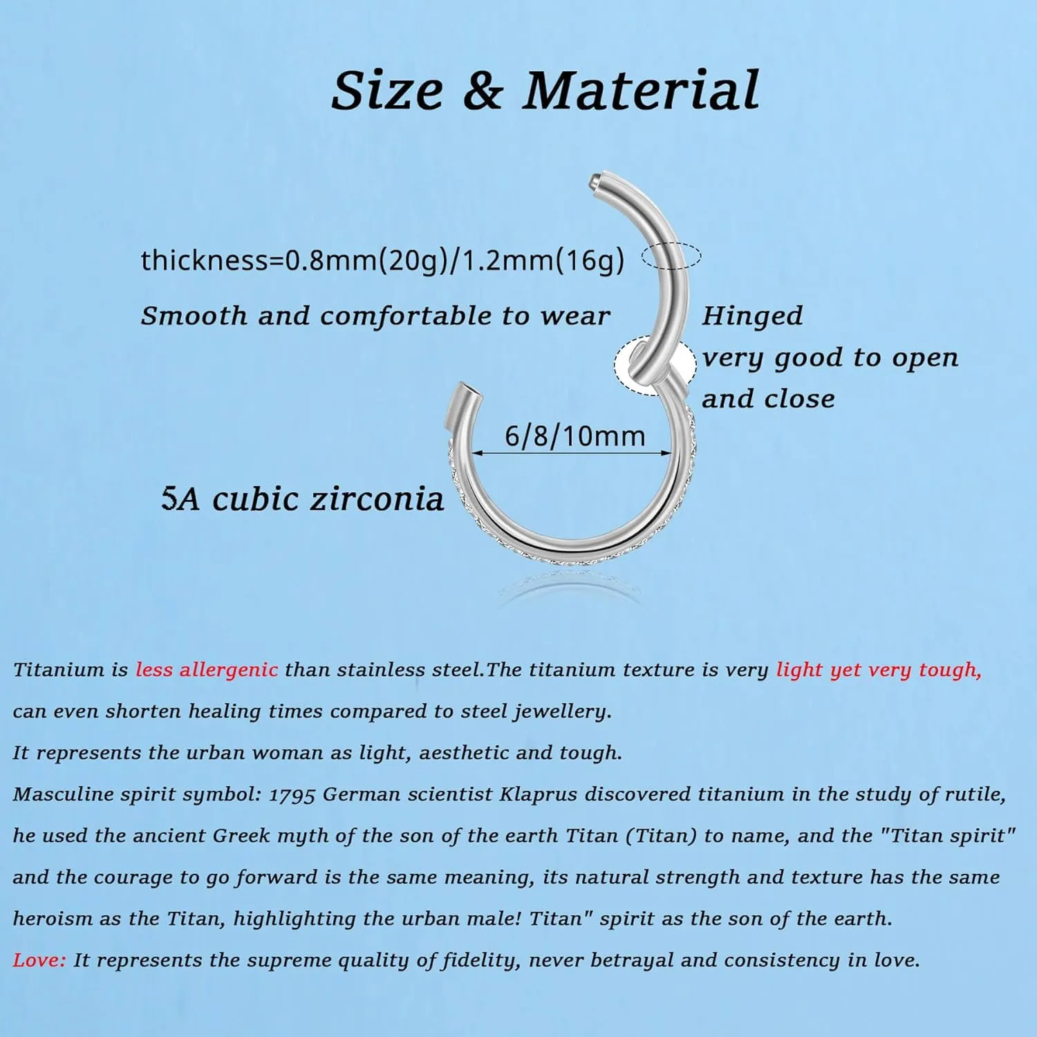 Lantine G23 Titanium Nose Rings Hoops Seamless Clicker Cz Nose Septum Piercings Rings Cute Diamond Hinged 16g 20g Cartilage Conch Daith Helix Tragus Piercing Jewelry