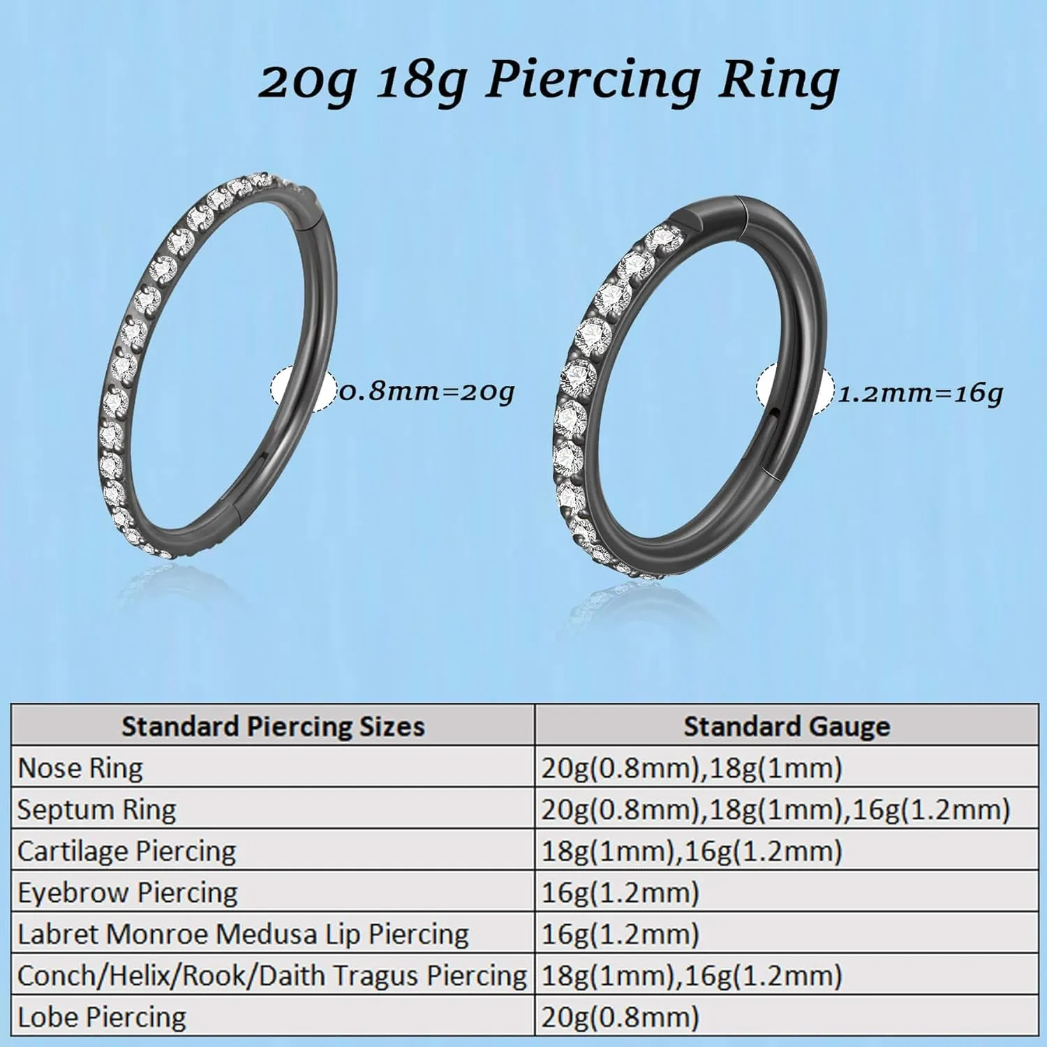 Lantine G23 Titanium Nose Rings Hoops Seamless Clicker Cz Nose Septum Piercings Rings Cute Diamond Hinged 16g 20g Cartilage Conch Daith Helix Tragus Piercing Jewelry