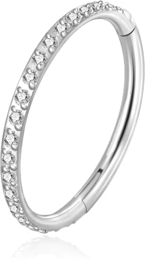 Lantine G23 Titanium Nose Rings Hoops Seamless Clicker Cz Nose Septum Piercings Rings Cute Diamond Hinged 16g 20g Cartilage Conch Daith Helix Tragus Piercing Jewelry