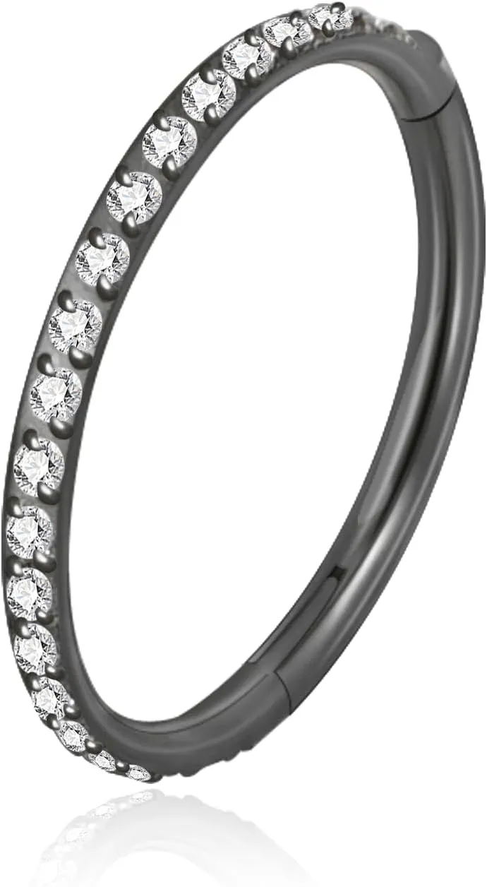 Lantine G23 Titanium Nose Rings Hoops Seamless Clicker Cz Nose Septum Piercings Rings Cute Diamond Hinged 16g 20g Cartilage Conch Daith Helix Tragus Piercing Jewelry