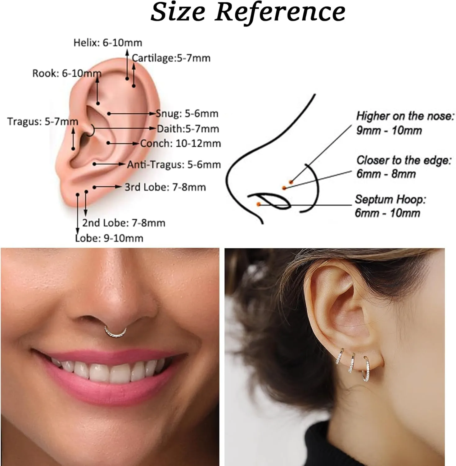 Lantine G23 Titanium Nose Rings Hoops Seamless Clicker Cz Nose Septum Piercings Rings Cute Diamond Hinged 16g 20g Cartilage Conch Daith Helix Tragus Piercing Jewelry