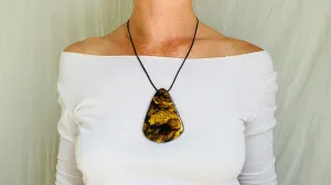 Large Amber Pendant on a Leather Cord