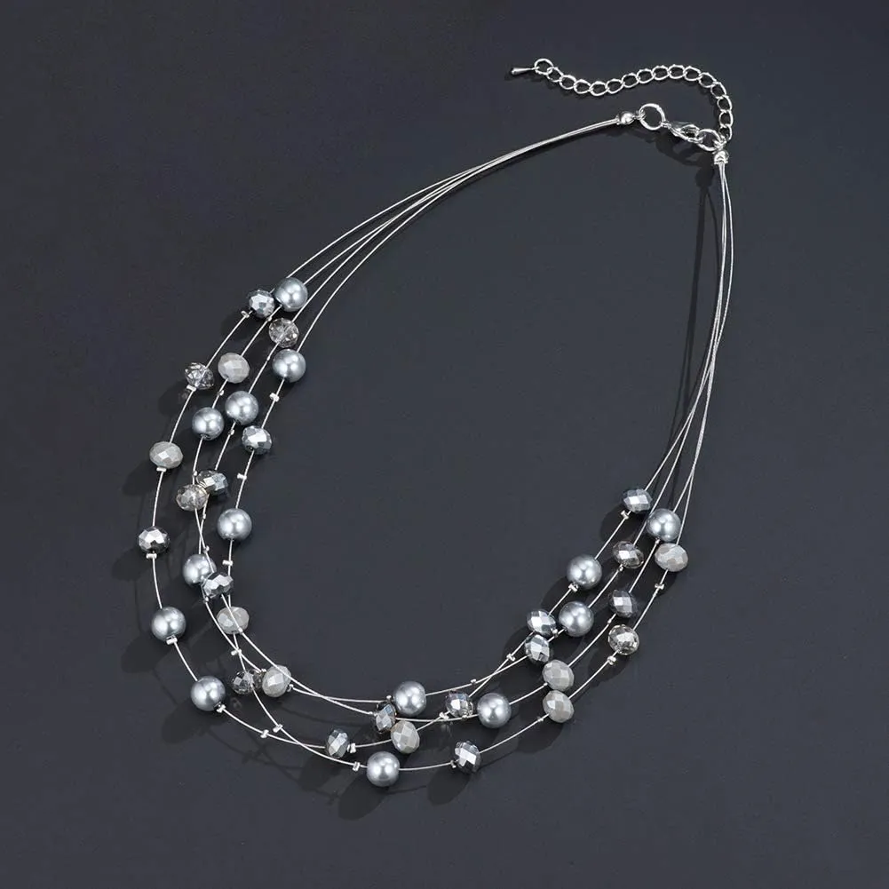 Layered Choker Freshwater Pearl Necklace - Fashion Jewelry Necklace Gifts For Women