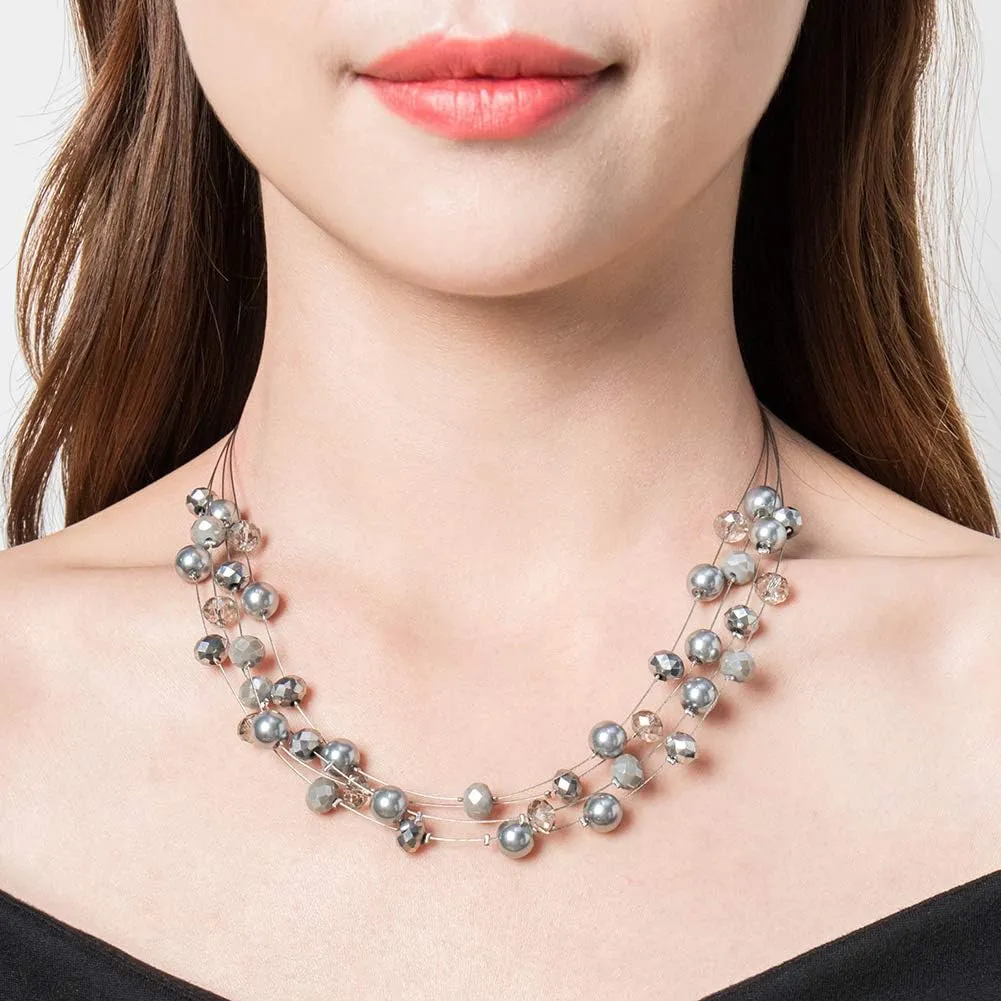 Layered Choker Freshwater Pearl Necklace - Fashion Jewelry Necklace Gifts For Women
