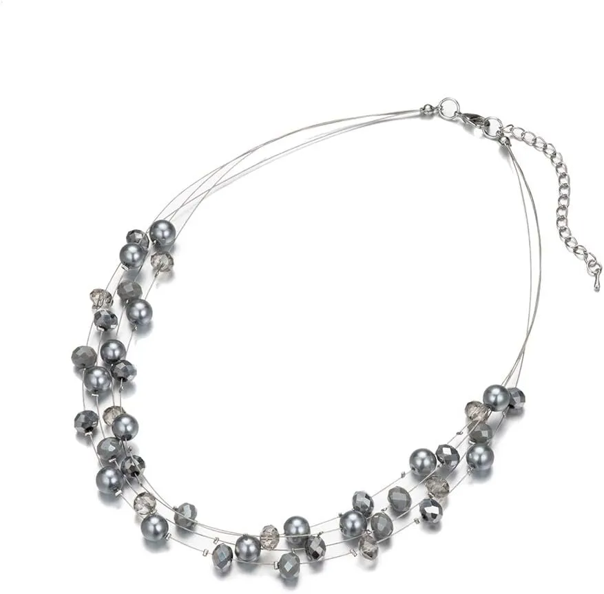 Layered Choker Freshwater Pearl Necklace - Fashion Jewelry Necklace Gifts For Women