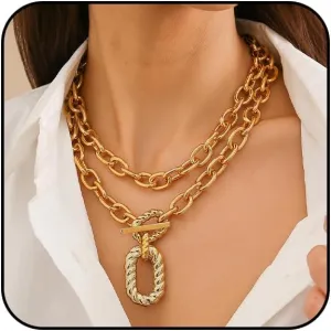 Layered Chunky Necklace for Women Chunky Chain Necklace Gold Cuban Link Chain Necklace Layered Chunky Chain Choker Necklace