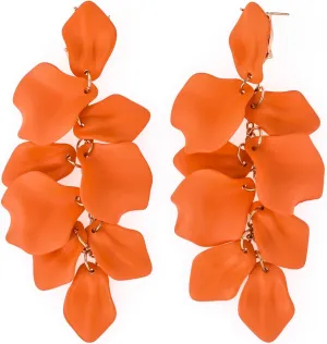 Layered Tassel Bohemian Dangle Earrings, Acrylic Rose Petal Drop Earrings Holiday Festive Costume Earrings Gift for Women