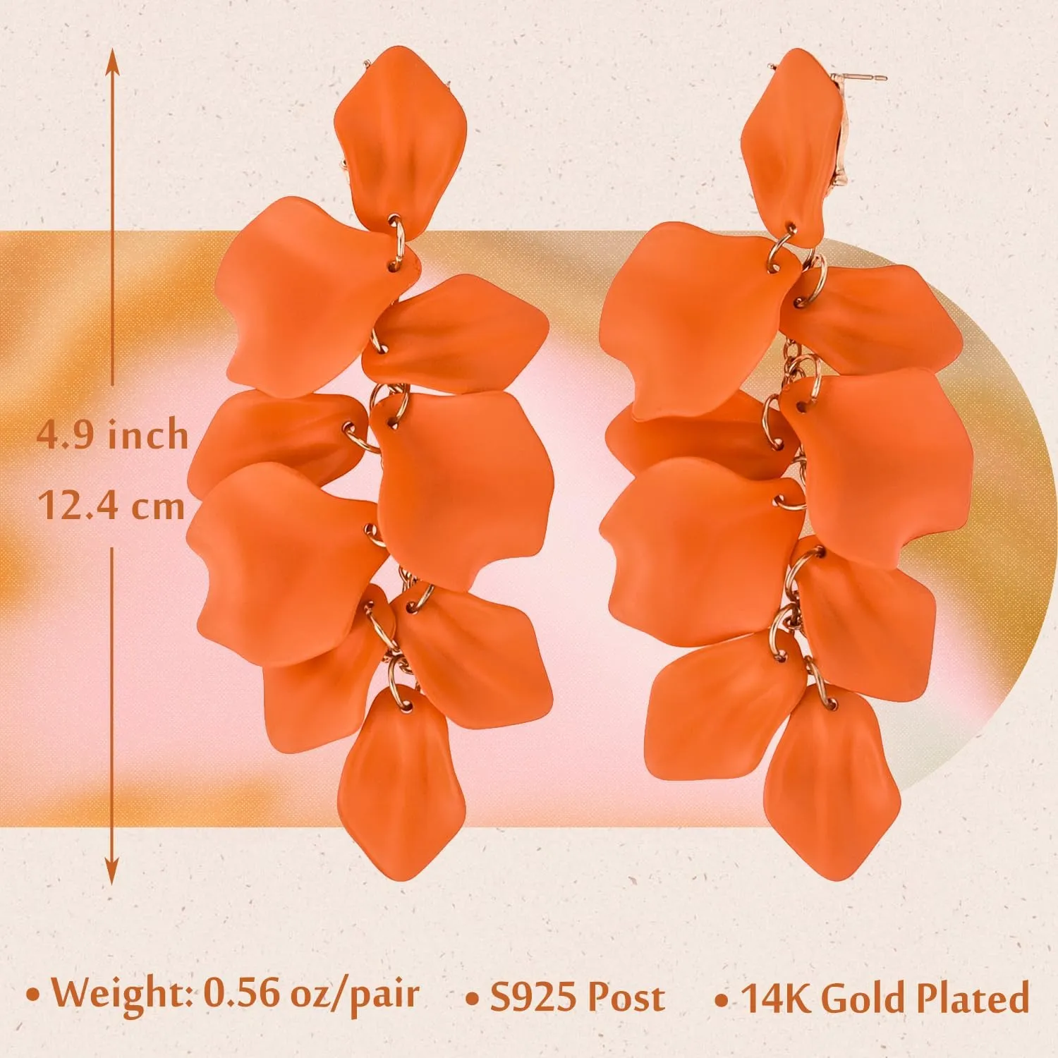 Layered Tassel Bohemian Dangle Earrings, Acrylic Rose Petal Drop Earrings Holiday Festive Costume Earrings Gift for Women