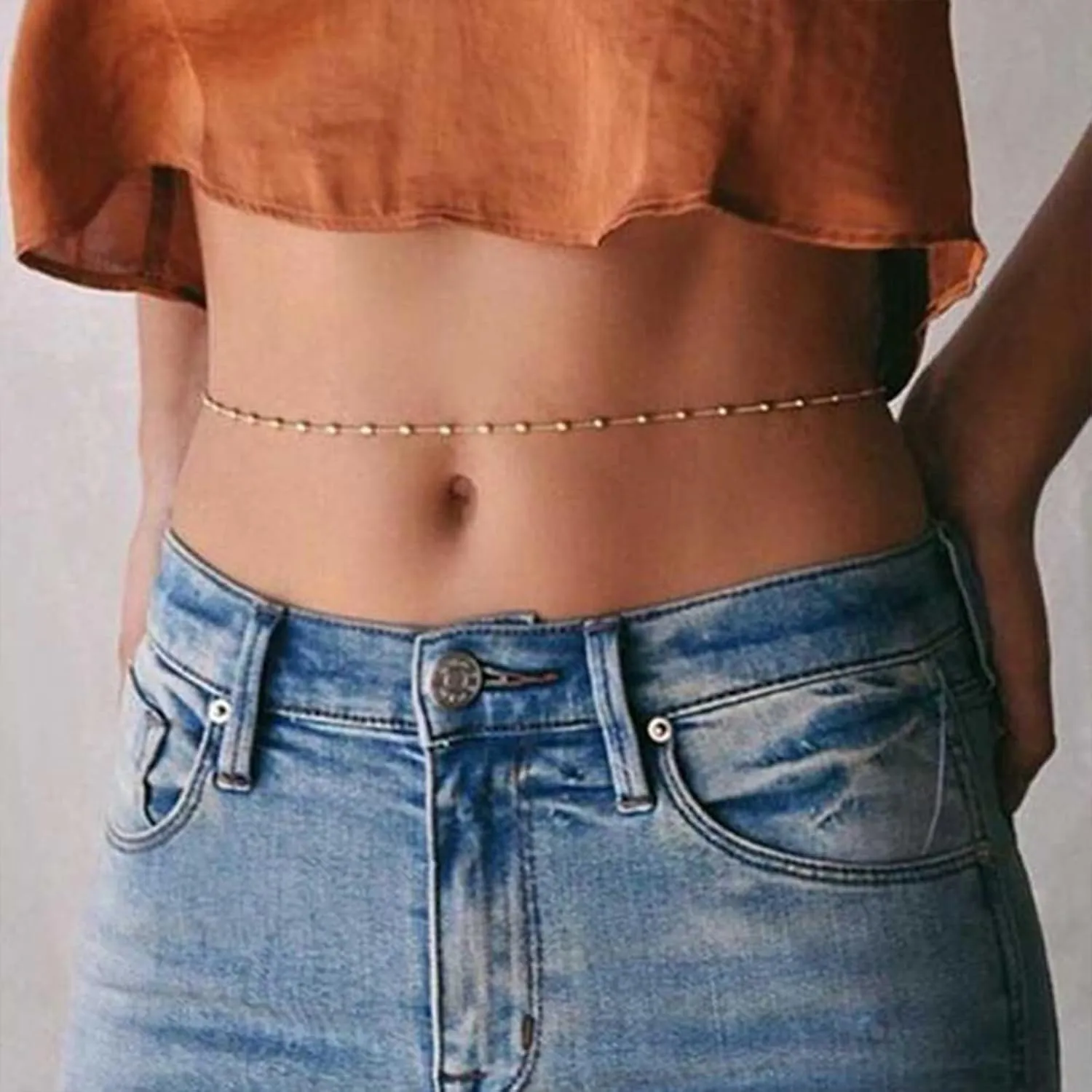 Layered Waist Chain Adjustable Bikini Belly Chain Summer Waist Chain Beach Belly Chain for Women Gold Waist Chain MultiLayer Metal Waist Chain Body Chain Beach Waist Jewelry