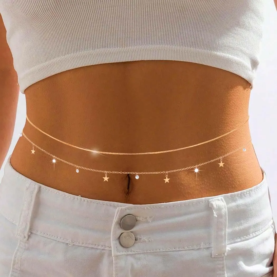 Layered Waist Chains for Women Bikini Belly Chain Sequins Tassel Body Chain